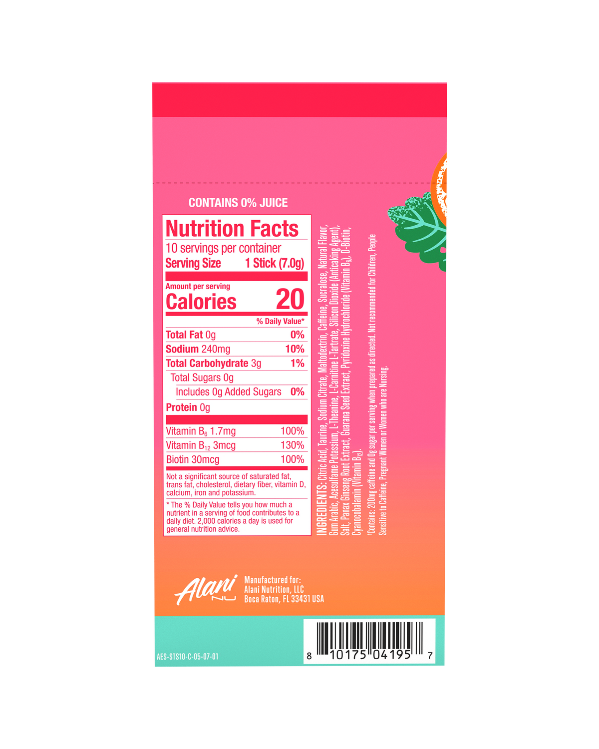 Alani Nu Energy Sticks - Strawberry Sunrise B0 - image 3