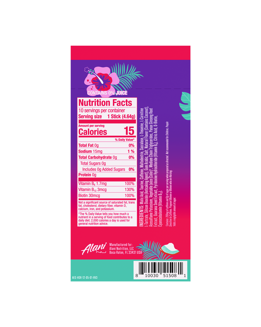 Alani Nu Energy Sticks - Hawaiian Shaved Ice T7 - image 3