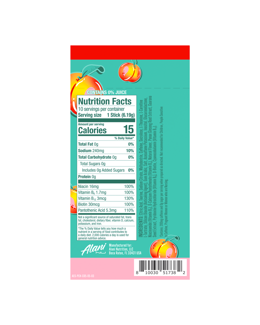 Alani Nu Energy Sticks - Juicy Peach U8 - image 3