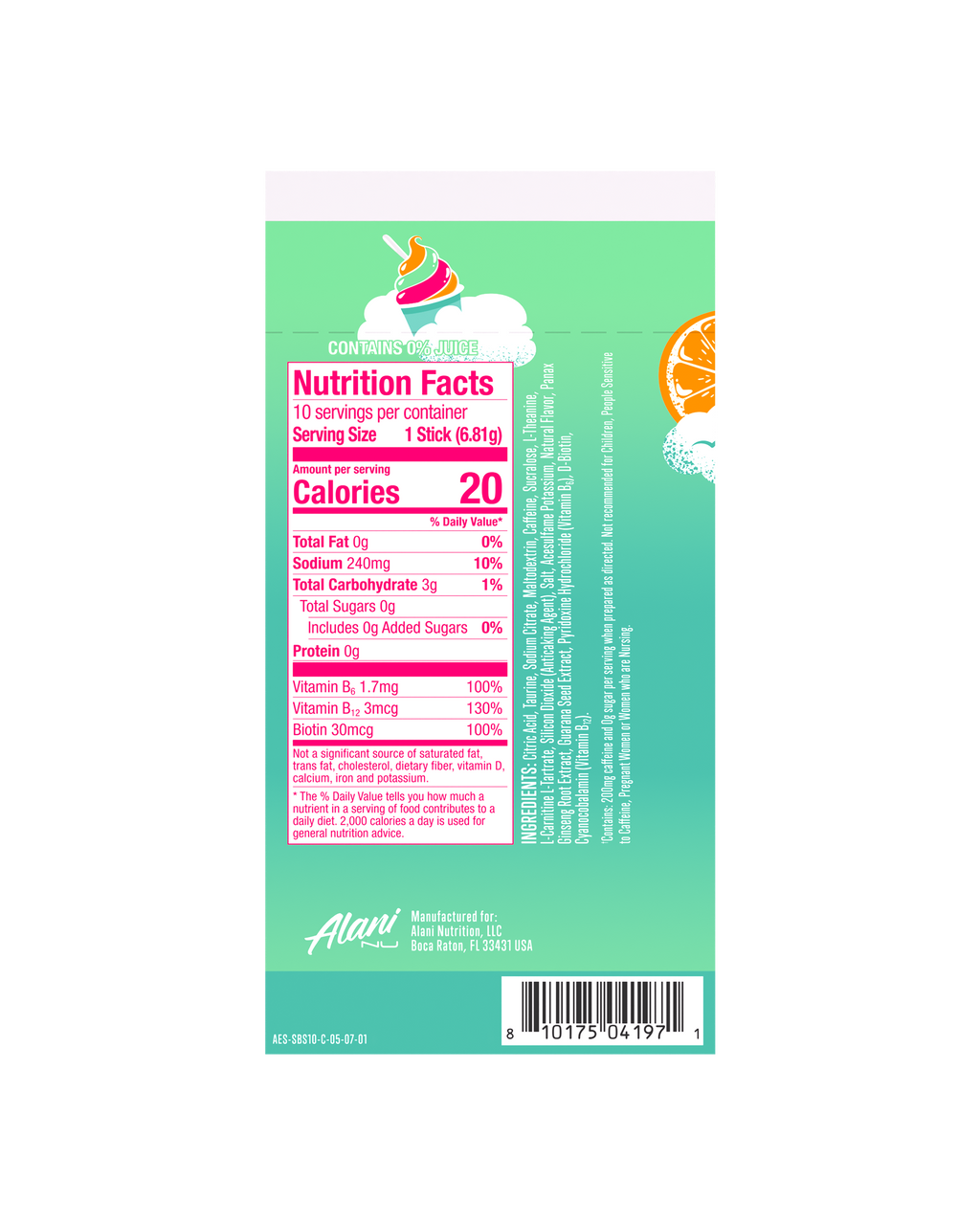 Alani Nu Energy Sticks - Sherbet Swirl D7 - image 3